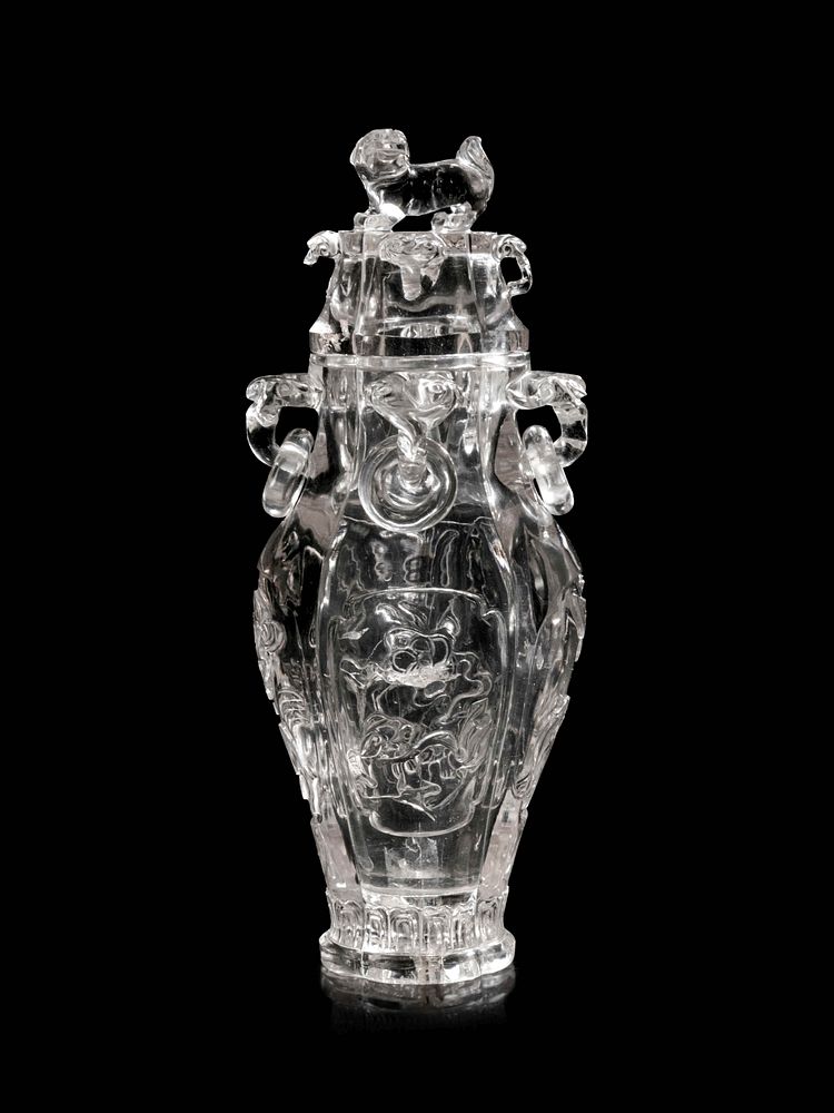 Appraisal: A Carved Rock Crystal Vase and Cover Height overall in