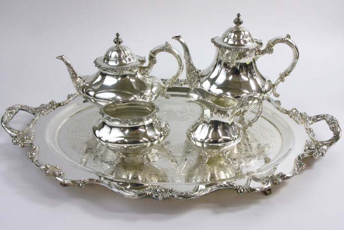 Appraisal: STERLING SILVER COFFEE TEA SERVICE PLUS A TRAY pieces The