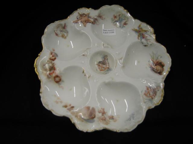 Appraisal: T V Limoges Porcelain Oyster Plate Victorian aquatic designs with