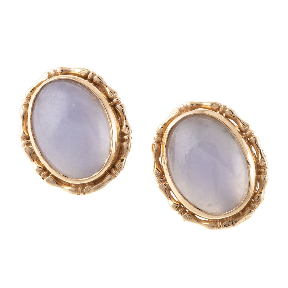 Appraisal: A Pair of Lavender Jade Earrings in K K yellow