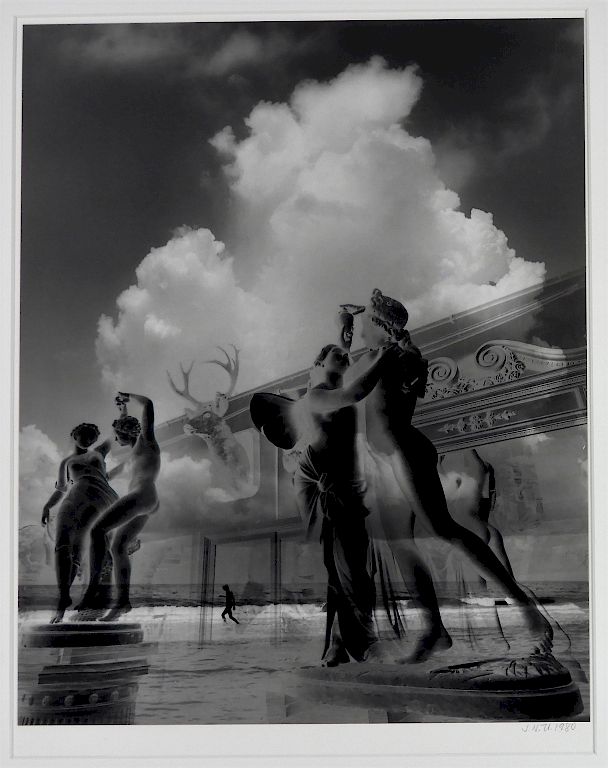 Appraisal: Jerry Norman Uelsmann Surrealist Beach Photograph Michigan b Figures on