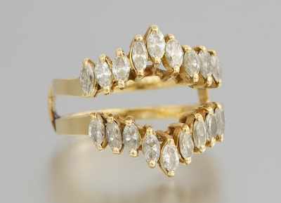 Appraisal: A Marquis Diamond Ring Guard k yellow gold ring guard