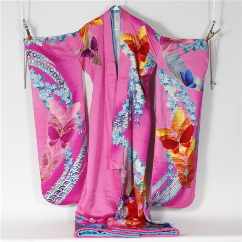 Appraisal: Japanese Polychrome Silk Bridal Kimono decorated with butterflies flowers and