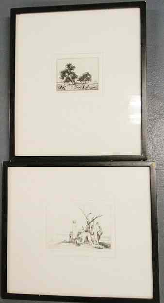 Appraisal: Two etchings by Stephen Csoka American - Landscape x and