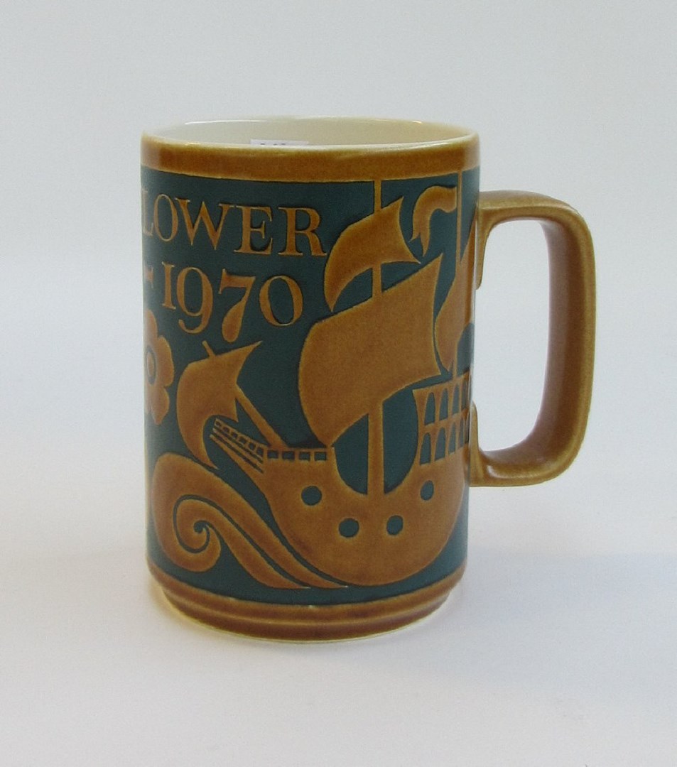 Appraisal: Eight Hornsea commemorative pottery mugs each of Arts and Crafts