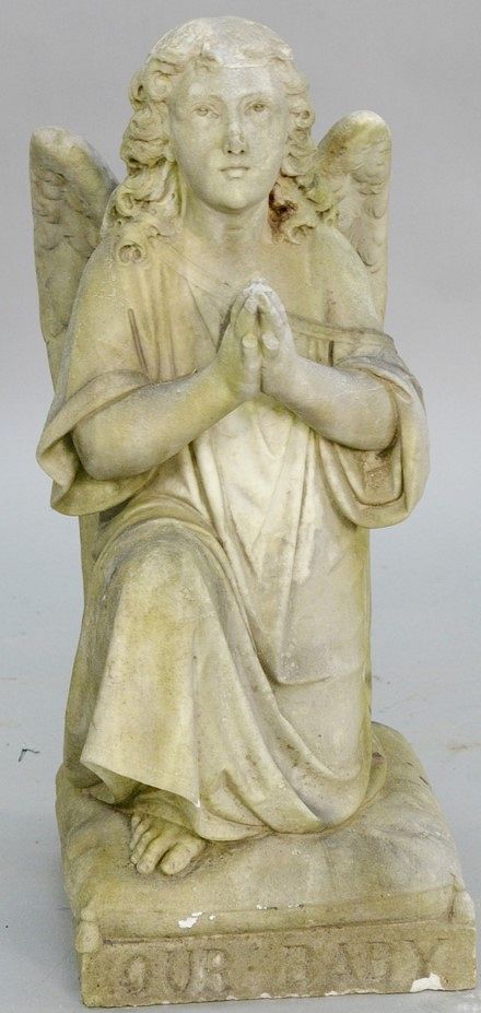 Appraisal: Marble mourning angel marked Our Baby finger broke height Provenance