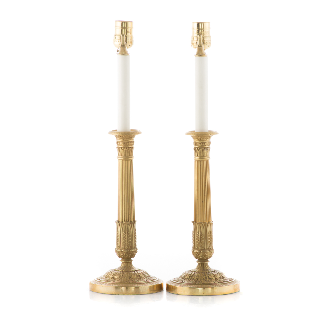 Appraisal: Pair Vaughan table lamps cast gilt-bronze Bourges Candlestick model in