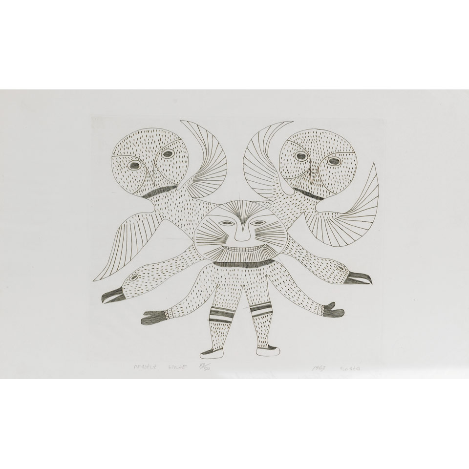 Appraisal: KENOJUAK ASHEVAK - E - Cape Dorset UNTITLED OWL AND