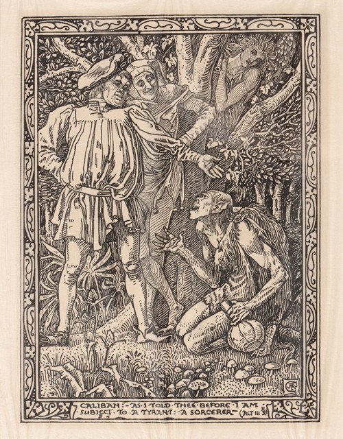 Appraisal: Walter Crane British - Two illustrations from Shakespeare's The Tempestwoodcut