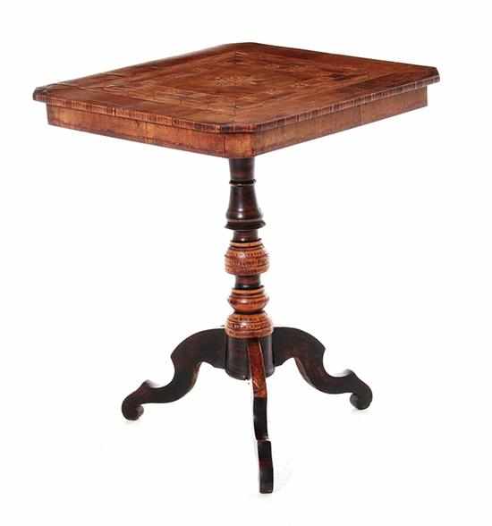 Appraisal: Continental parquetry inlaid mixed-wood table th century inlaid star encompassed