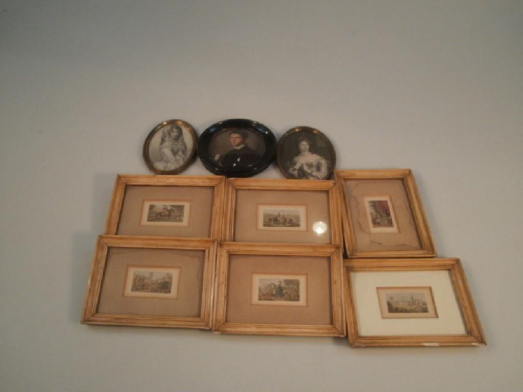 Appraisal: Six framed miniature 'Baxter' style prints depicting Queen Victoria and