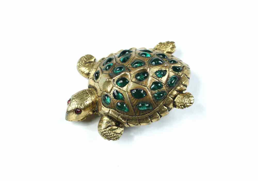 Appraisal: BROOCH - Gilded brass sea turtle form brooch by Chanel