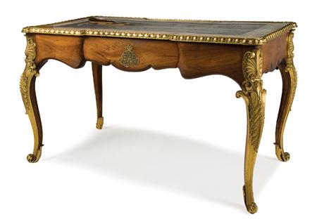 Appraisal: Continental Rococo Style Gilt-Bronze Mounted Walnut Bureau Plat Estimate -