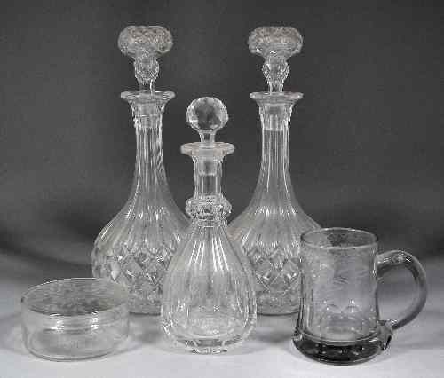 Appraisal: A pair of Victorian cut-glass decanters and stoppers for same