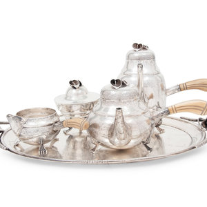 Appraisal: An American Five-Piece Silver Tea and Coffee Set William DeMatteo