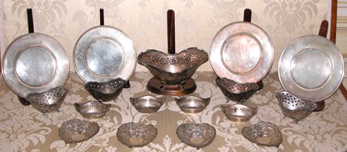 Appraisal: Title Silver Nut Bon Bon Dishes and Plates comprising Nut