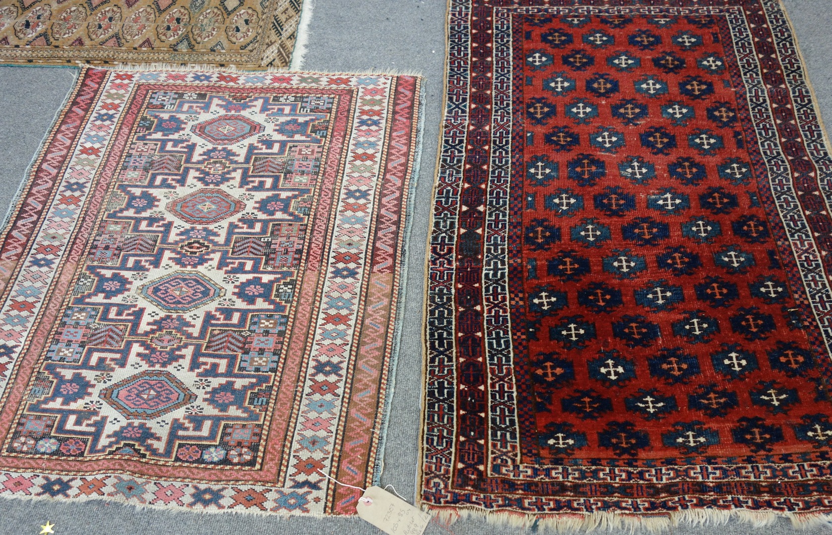 Appraisal: A Beshir rug the madder field with diagonal rows of