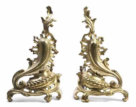 Appraisal: A Pair of Louis XV Style Gilt Metal Chenets of