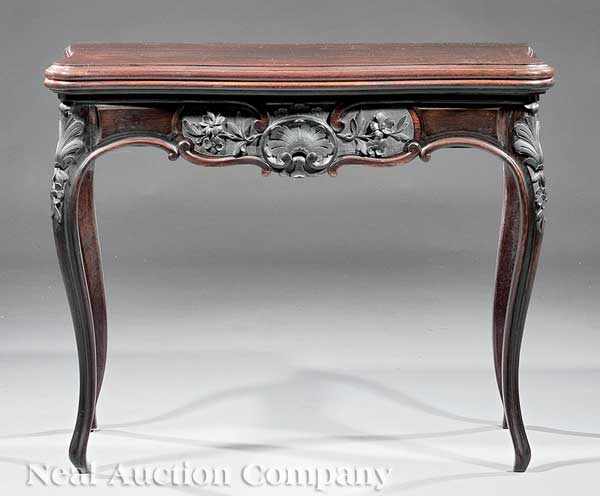 Appraisal: An American Rococo Carved Rosewood Games Table mid- th c