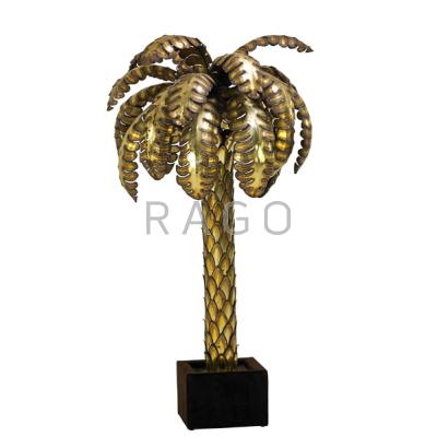 Appraisal: ITALIAN Palm tree floor lamp s Patinated brass upholstery five