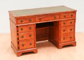 Appraisal: A mid th century pine pedestal desk the rectangular top