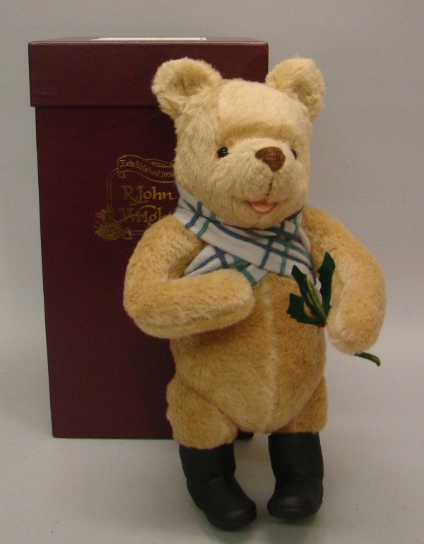 Appraisal: MIB R John Wright Holiday Winnie-The-Pooh Camel mohair This item