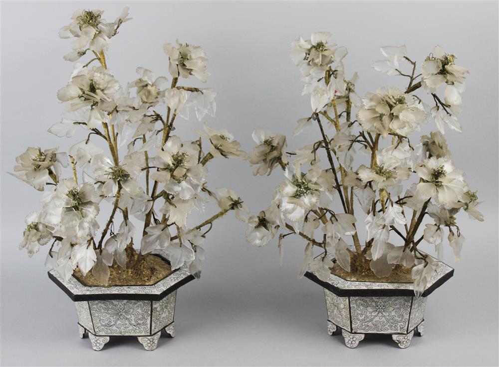 Appraisal: PAIR OF CHINESE 'JADE' TREES IN HEXAGONAL POTS TH CENTURY