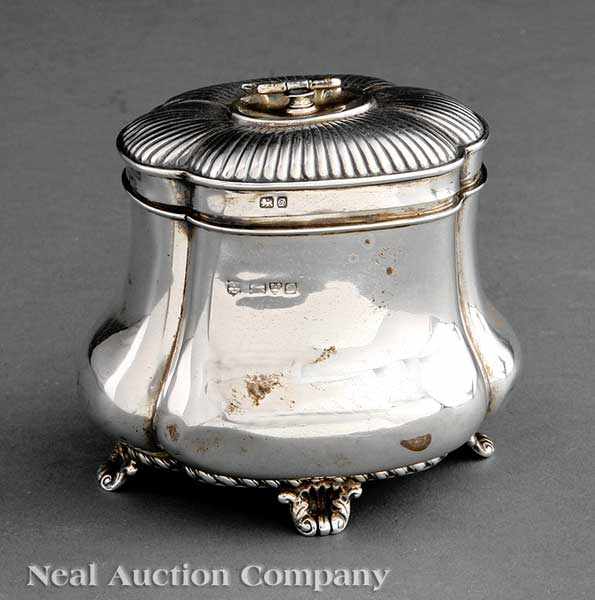 Appraisal: An English Edwardian Sterling Silver Tea Caddy Chester rubbed maker's