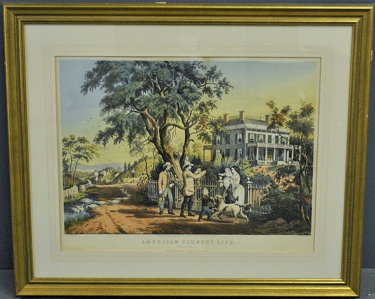 Appraisal: - N Currier framed and matted lithograph October Afternoon American