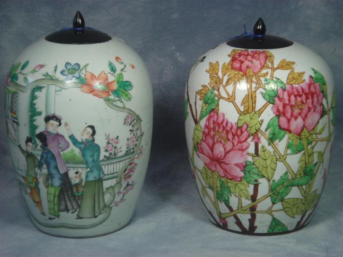 Appraisal: Chinese porcelain ginger jars h glaze chip on one jar