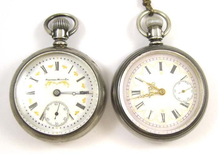 Appraisal: TWO AMERICAN ANTIQUE OPENFACE POCKET WATCHES Elgin model size jewels