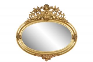 Appraisal: Neoclassical Style Oval Giltwood Mirror Continental late th century An