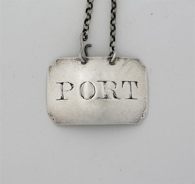 Appraisal: A George III oblong 'PORT' label with incurved corners makers