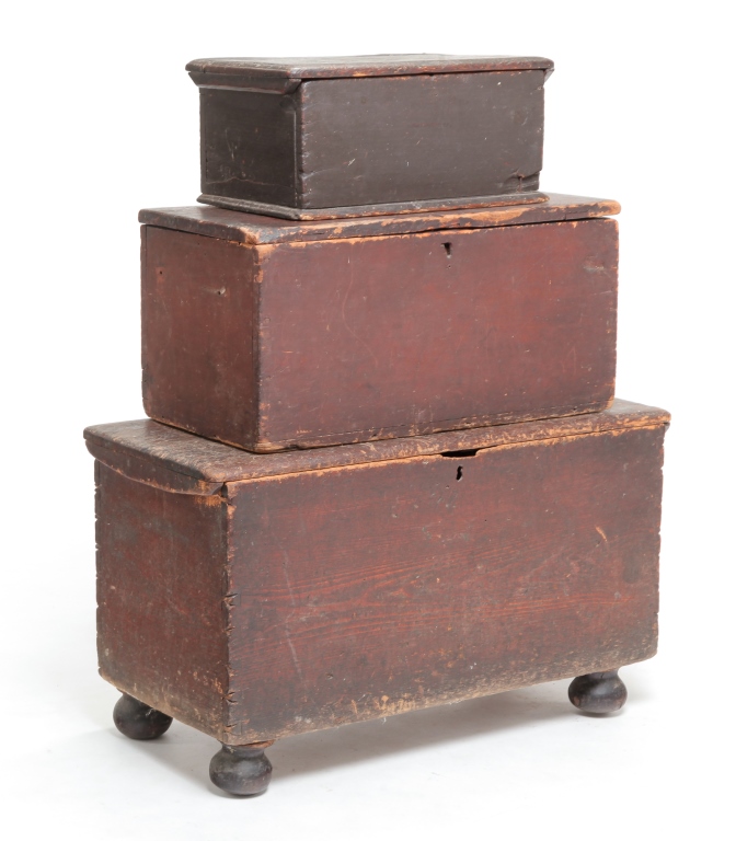 Appraisal: AMERICAN BLANKET CHEST AND TWO TRUNKS First half th century