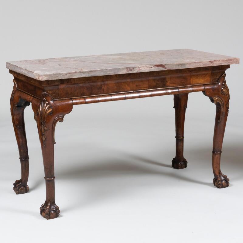 Appraisal: Fine George II Walnut Console Table With grey and red