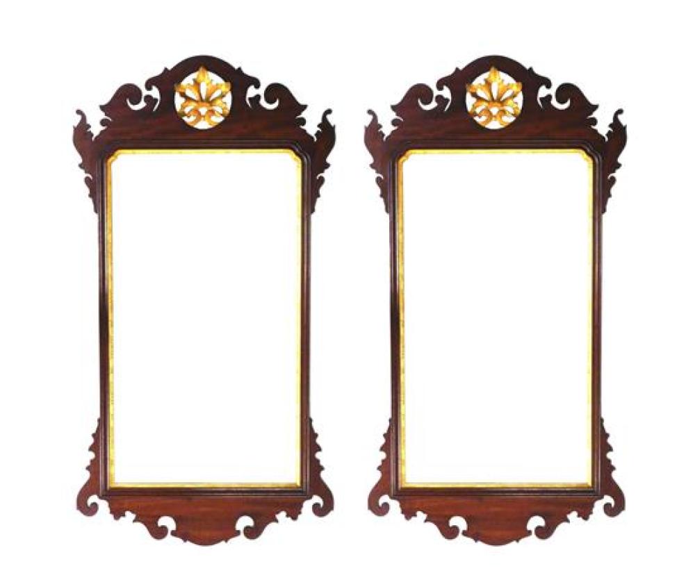 Appraisal: Pair of Margolis Chippendale style mahogany wall mirrors c gilded