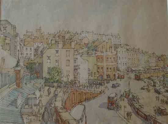 Appraisal: Sydney Maiden Exh - ink and watercolour View of Hastings