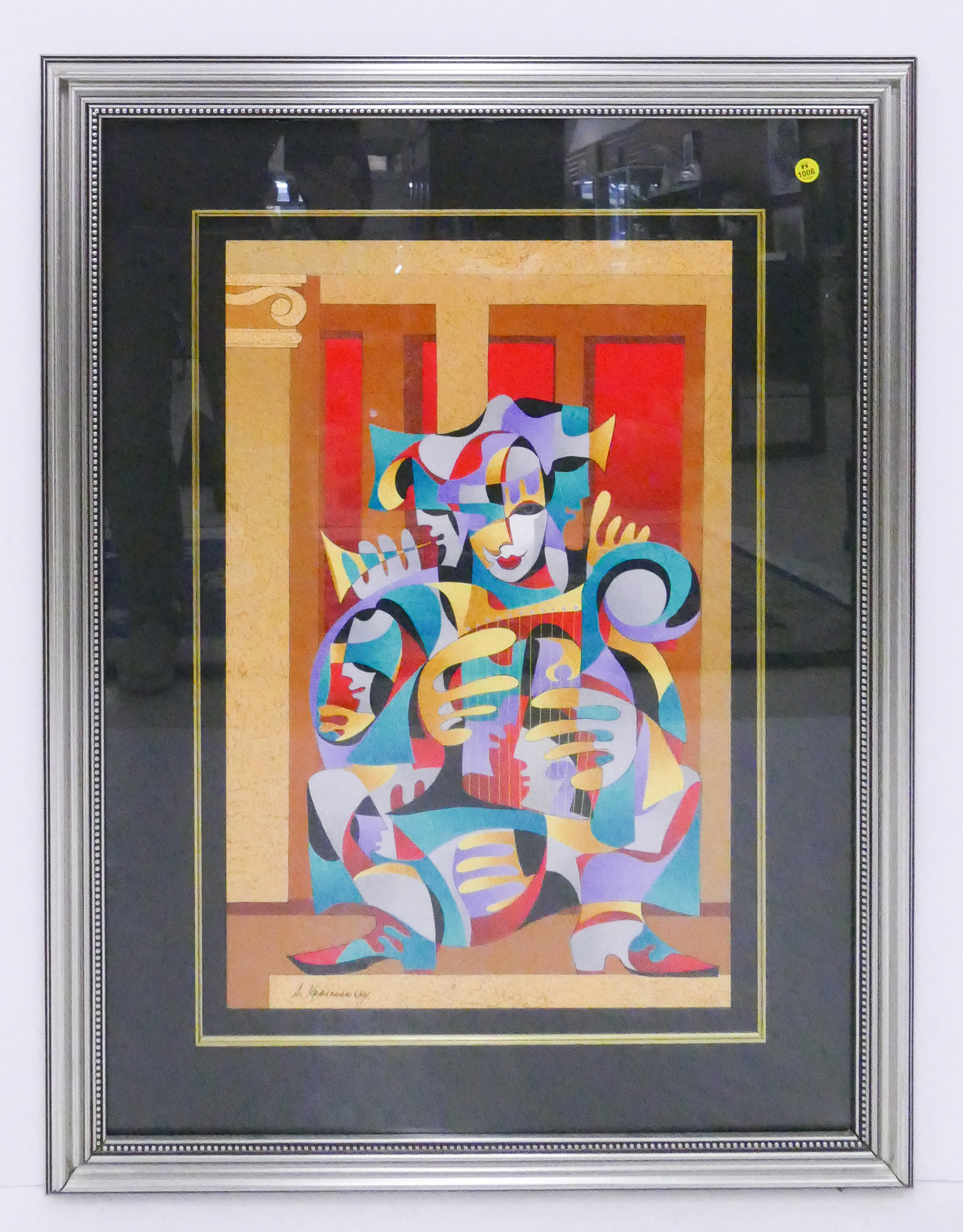 Appraisal: Anatole Krasnyansky Cubist Harp Player S N Serigraph in Gallery