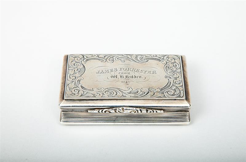 Appraisal: Early Victorian Presentation Silver Tobacco Box Marked 'NM Birmingham hinged