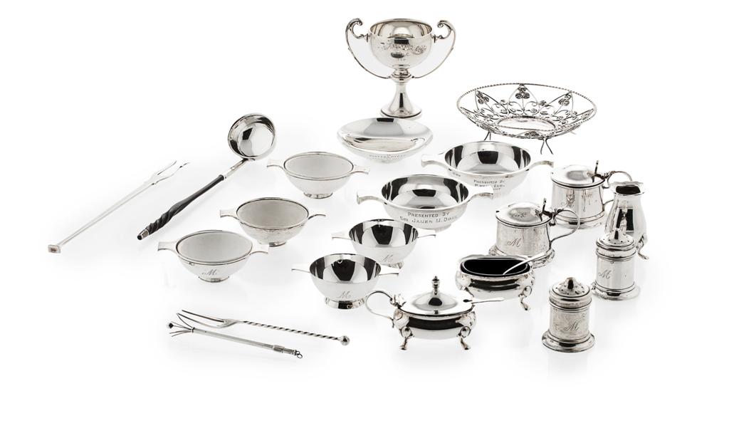 Appraisal: A collection of condiments and other small silver mainly th