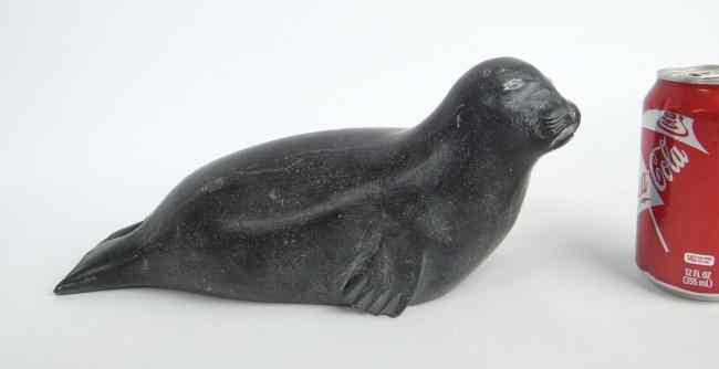 Appraisal: Inuit Eskimo stone sculpture seal '' Length '' Ht marked