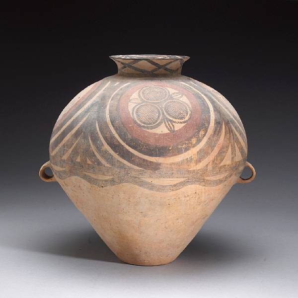 Appraisal: A painted pottery storage jar Neolithic Period Banshan Style Presented