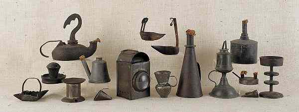 Appraisal: Group of miscellaneous lighting th c to include torch lamps