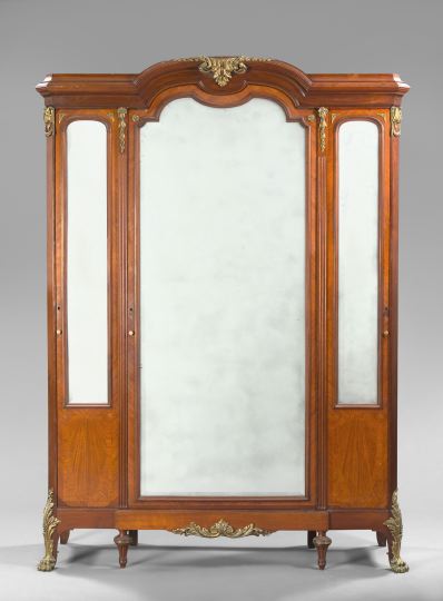 Appraisal: Transitional Louis XV-into-Louis XVI-Style Banded Mahogany Armoire fourth quarter th