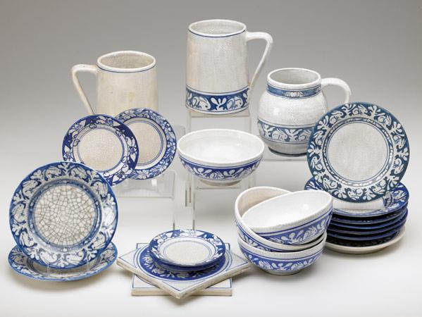 Appraisal: DEDHAM Crackleware twenty-two items mostly in the Clockwise Rabbit pattern