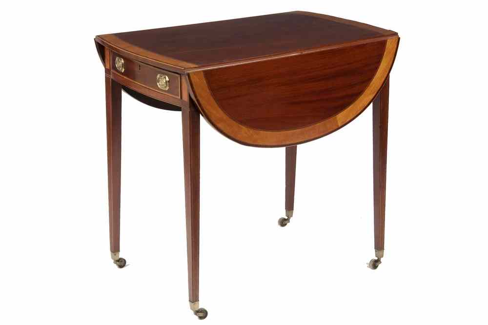 Appraisal: PEMBROKE TABLE - Fine English Hepplewhite Mahogany Pembroke Table oval