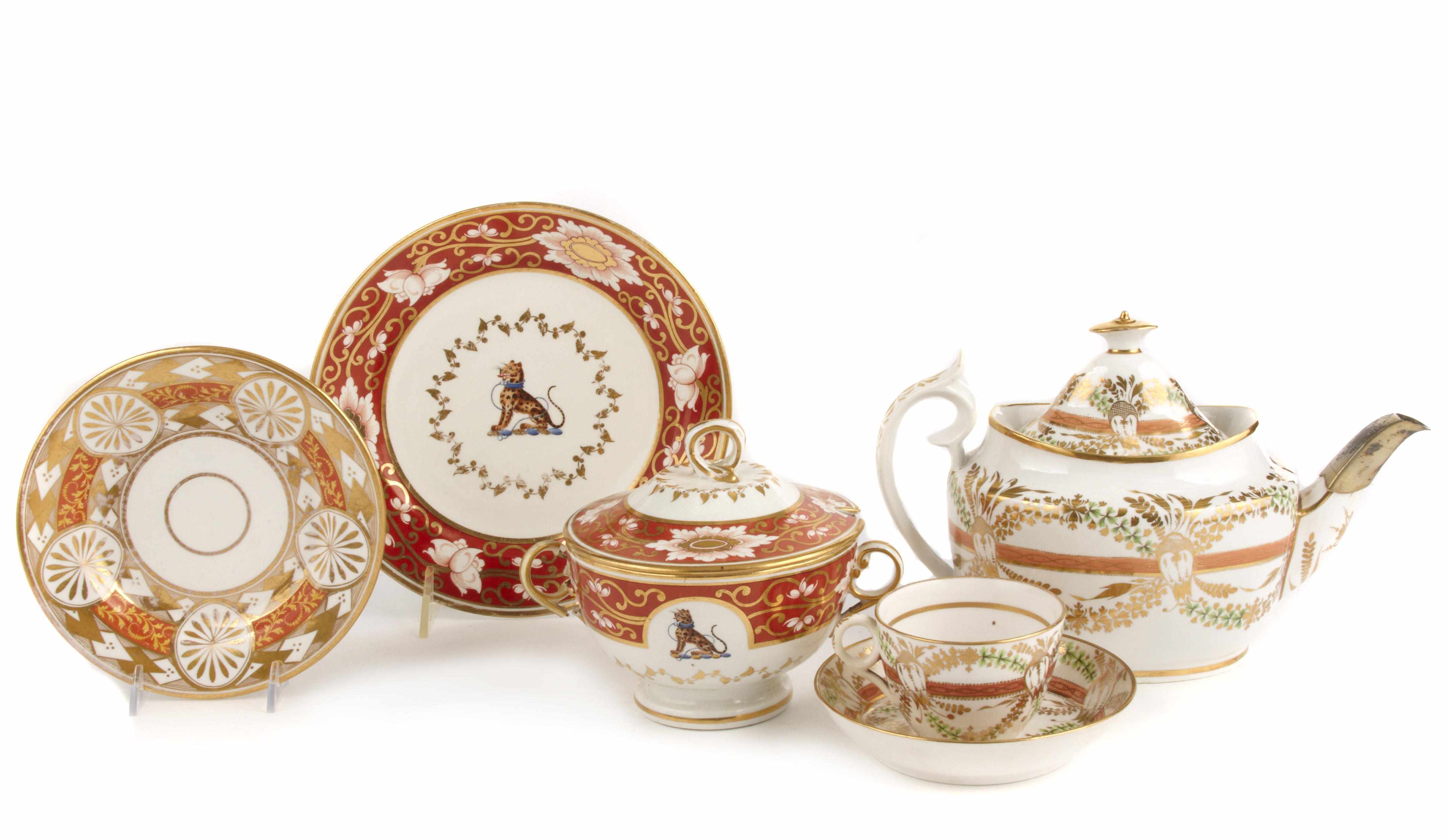 Appraisal: A French porcelain part tea service Comprising one in tea