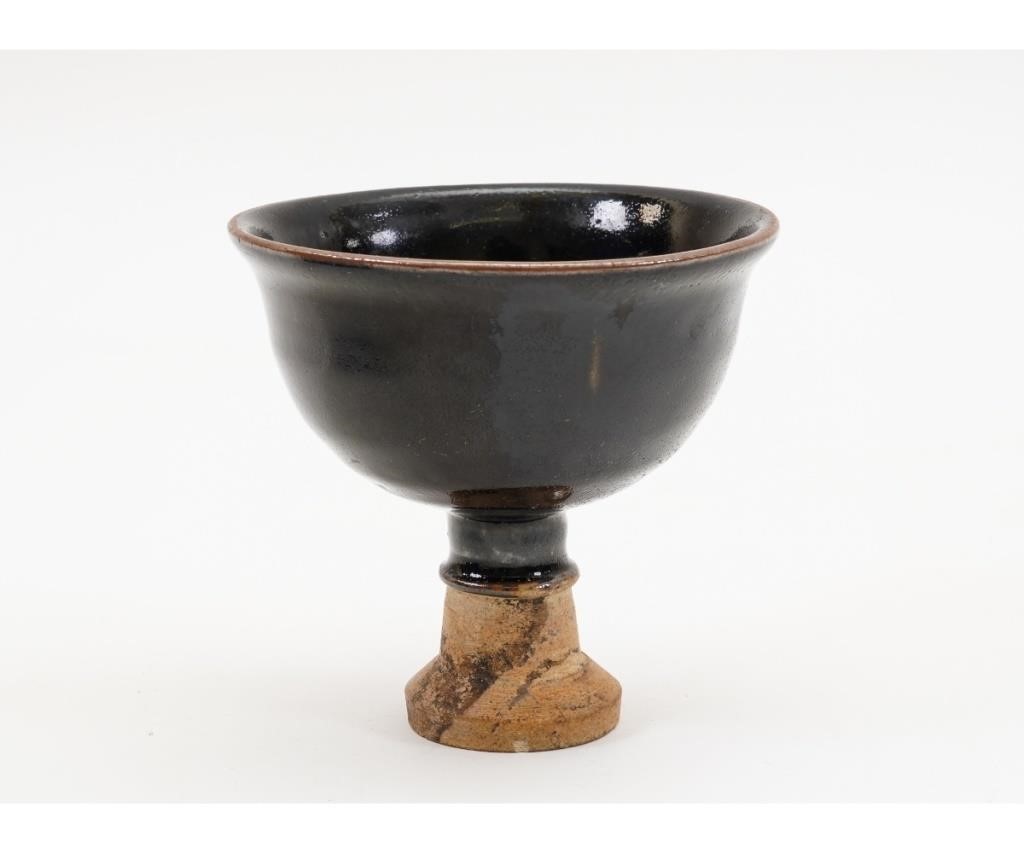 Appraisal: Chinese Cizhou type stem cup with brown-black glaze on light