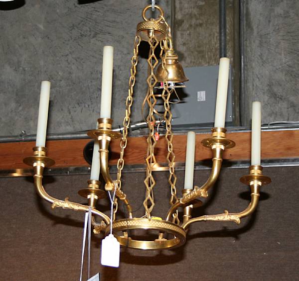 Appraisal: A Directoire style gilt bronze six light chandelier