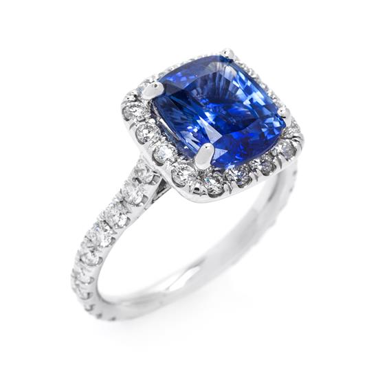 Appraisal: Sale Lot A White Gold Sapphire and Diamond Ring containing